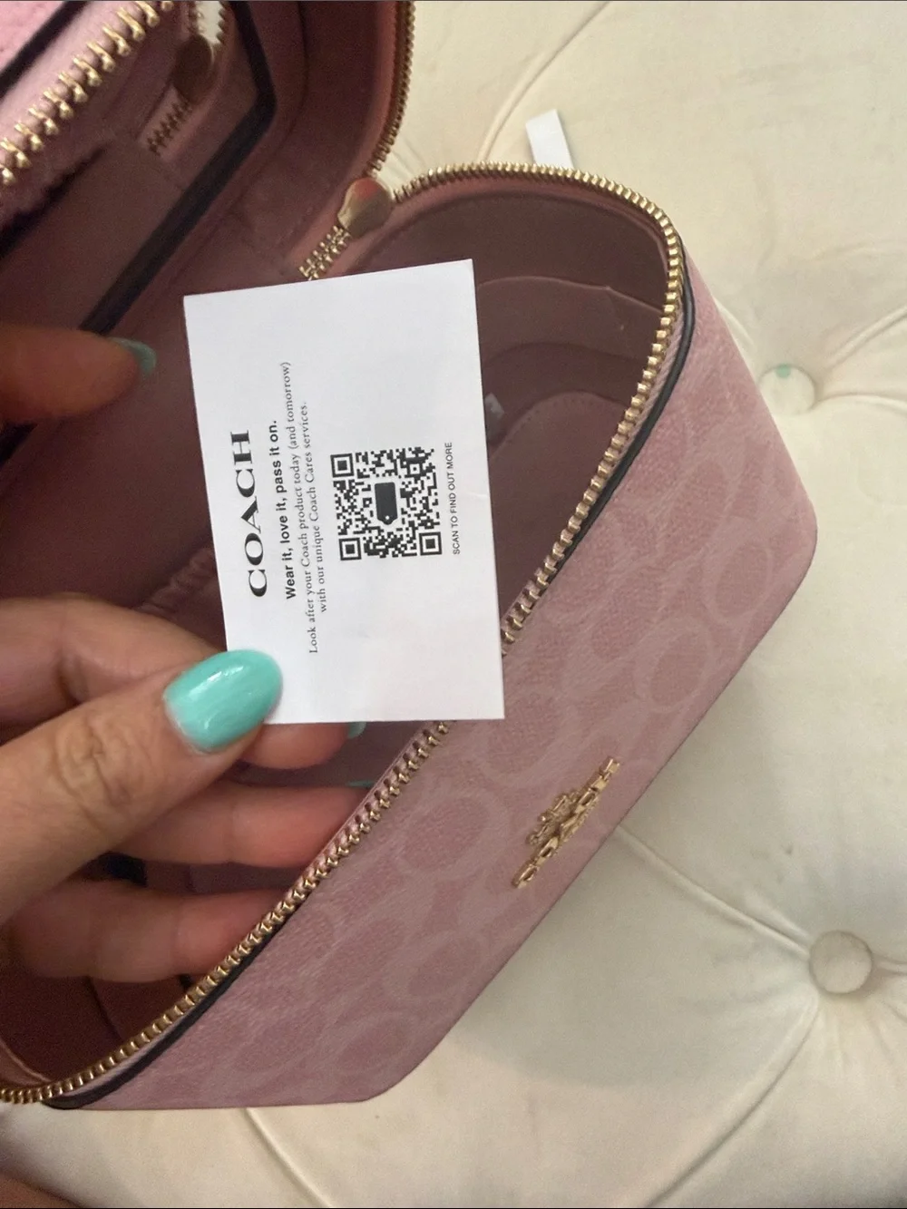 Coach Pink Signature Vanity Cosmetic Case with Top Handle